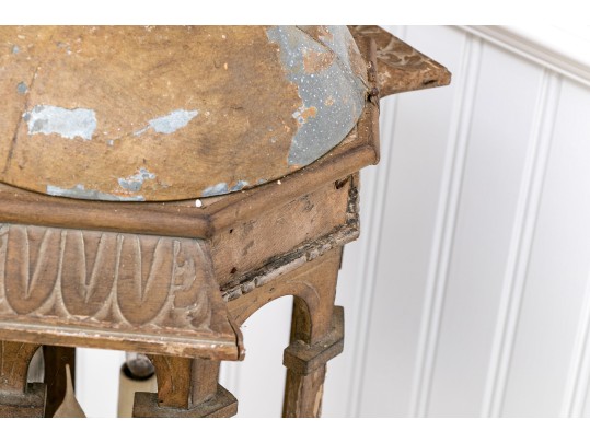 Antique Carved Wood Lantern 
