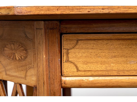 A Fine English Edwardian Inlaid Mahogany Library Table