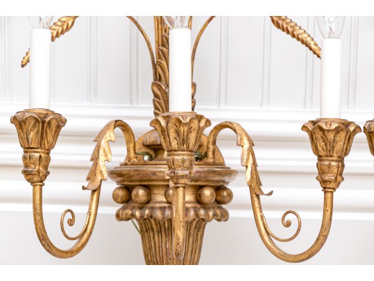 Vintage Italian Gilt Triple-light Wall Sconces