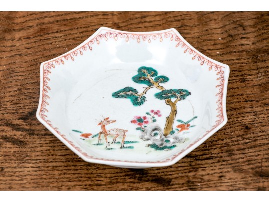 Chinese Porcelain Group & Embroidered Textile
