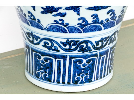 Chinese Ming Style Blue And White Porcelain Meiping Vase