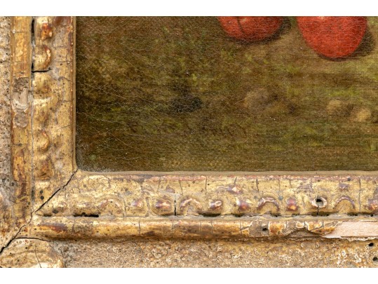 19th Century English School, Oil On Canvas Cherry Still Life