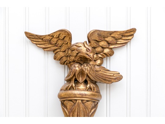 Federal Style Opposing Eagle Gilt Twin-light Wall Sconces