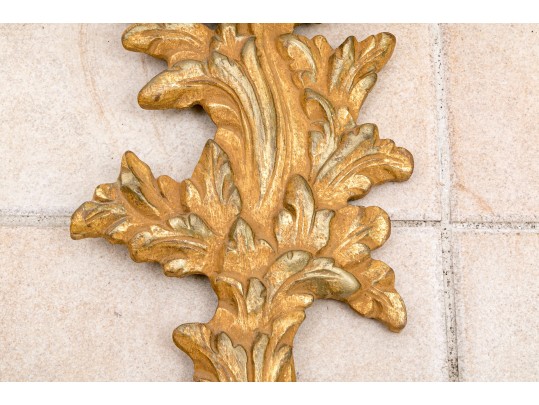 Pair Of Gilt Carved Italian Triple  Light Electrfied Wall Sconces