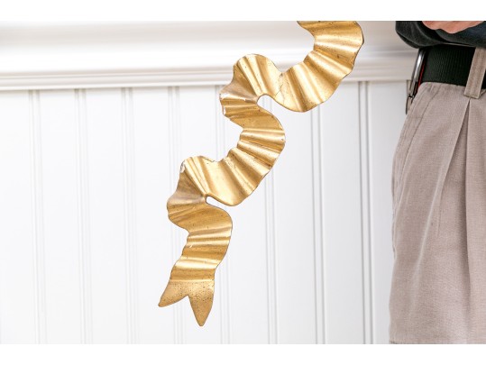 Stunning Carved Gesso And Gilt Bow Wall Mount