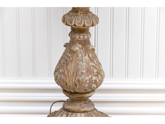 Antique Carved Wood Lantern 