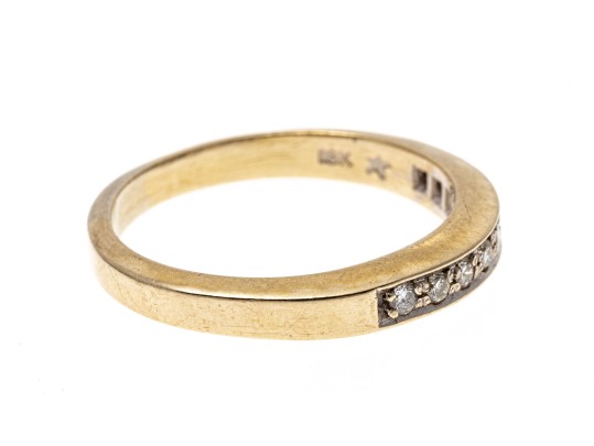 18K Gold And Diamond Band Ring, Size 9.25+