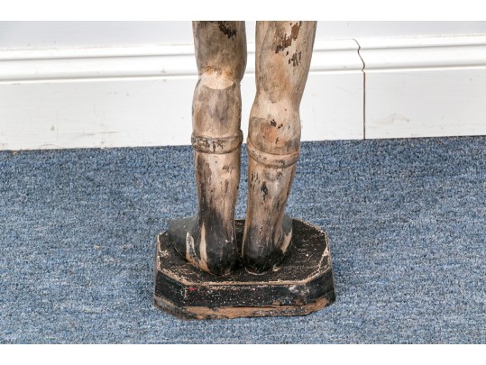 An Antiqued Hand Carved And Painted Wooden Mannequin 