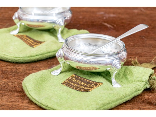 Pair Of Tiffany & Co. Sterling Salt Cellars With Salt Spoons, 5.3 Ozt