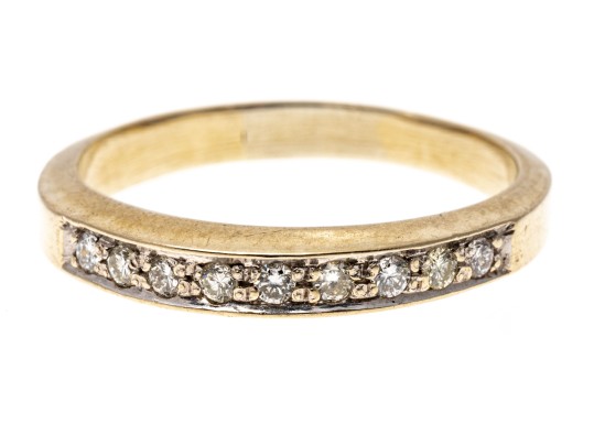 18K Gold And Diamond Band Ring, Size 9.25+