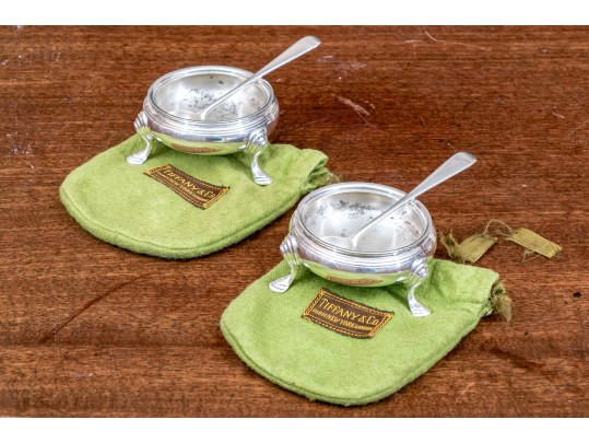 Pair Of Tiffany & Co. Sterling Salt Cellars With Salt Spoons, 5.3 Ozt
