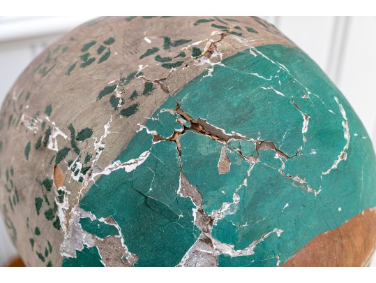 French Painted Papier-mache Milliner's Head, 1810  Painted Bust