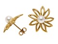 Captivating Floral Pearl And 14K Earrings