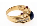 Handsome 14K Sapphire, Diamond And Ruby Set Ring, Size 7.25