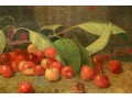 19th Century English School, Oil On Canvas Cherry Still Life