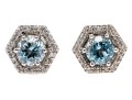 Petite 14K White Gold Aquamarine And Diamond Stud Earrings