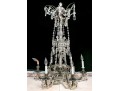 Antique French 6-light Cut Crystal And Beaded Chandelier 