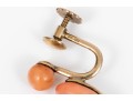 Elegant 14K And Coral Vintage Screw Back Earrings