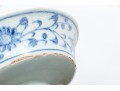 Antique Chinese Underglaze Blue And White Porcelain Footed Dish With Wood Stand