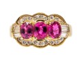 Charming 14K Pink Sapphire And Diamond Ring, Size 8.75+