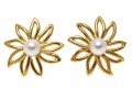 Captivating Floral Pearl And 14K Earrings