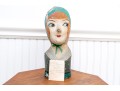 French Painted Papier-mache Milliner's Head, 1810  Painted Bust