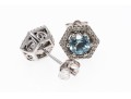 Petite 14K White Gold Aquamarine And Diamond Stud Earrings