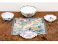Chinese Porcelain Group & Embroidered Textile
