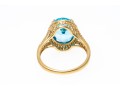 10k Yellow Gold Striking Blue Topaz And Diamond Halo Ring, Size 7