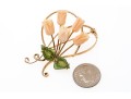 Timeless Carved Coral Floral 18K Brooch