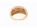 14k Yellow Gold Handsome Ruby And Diamond Argyle Motif Ring, Size 6