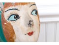 French Painted Papier-mache Milliner's Head, 1810  Painted Bust