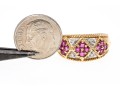 14k Yellow Gold Handsome Ruby And Diamond Argyle Motif Ring, Size 6