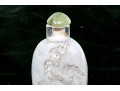 Chinese Glass Snuff Bottle With Carve Kylin Decoration