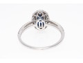 Contemporary 14K White Gold Single Sapphire And Diamond Halo Ring, Size 7.25-