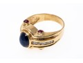 Handsome 14K Sapphire, Diamond And Ruby Set Ring, Size 7.25