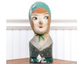 French Painted Papier-mache Milliner's Head, 1810  Painted Bust