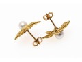 Captivating Floral Pearl And 14K Earrings