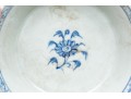 Antique Chinese Underglaze Blue And White Porcelain Footed Dish With Wood Stand