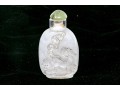 Chinese Glass Snuff Bottle With Carve Kylin Decoration