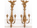 Federal Style Opposing Eagle Gilt Twin-light Wall Sconces