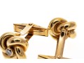 14k Yellow Gold Love Knot Cufflinks Set With Diamonds, 0.16 TCW