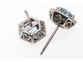 Petite 14K White Gold Aquamarine And Diamond Stud Earrings
