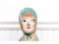 French Painted Papier-mache Milliner's Head, 1810  Painted Bust