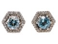Petite 14K White Gold Aquamarine And Diamond Stud Earrings