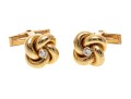 14k Yellow Gold Love Knot Cufflinks Set With Diamonds, 0.16 TCW