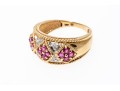 14k Yellow Gold Handsome Ruby And Diamond Argyle Motif Ring, Size 6