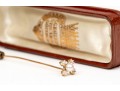 Vintage 18K Diamond And Cultured Pearl Stick Pin