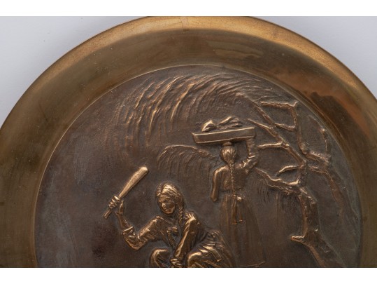 Asian Brass Relief Wall Chargers