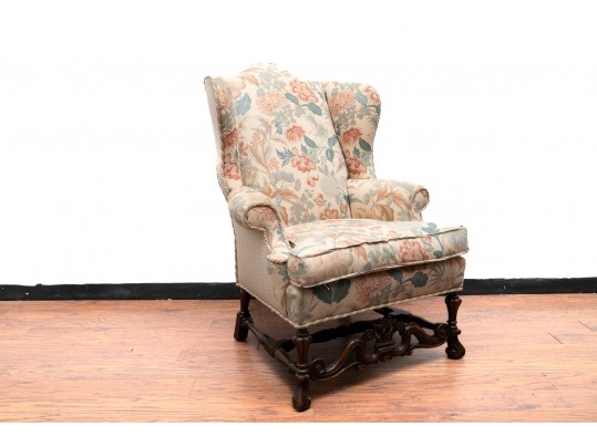 Queen Anne Style Upholstered Wing Chair